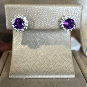 Sterling Silver Amethyst and White Sapphire earrings